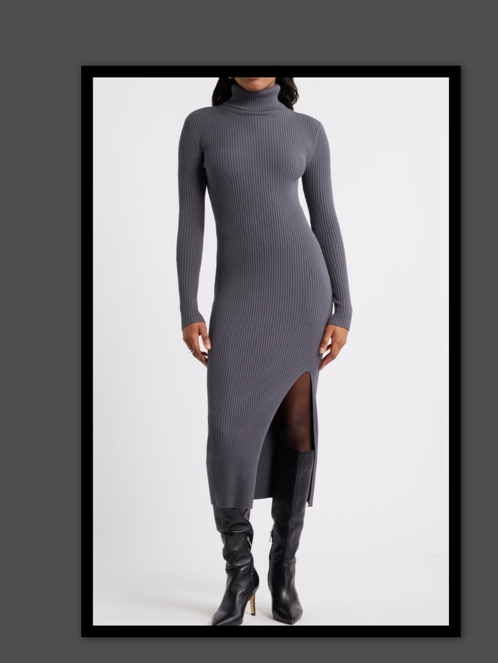 OPEN EDIT RIB LS TURTLENECK SWEATER DRESS